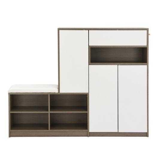 Shoe Storage Bench & Shoe Cabinet, Multifunctional Shoe Rack with Upholstered Seat, Versatile Shoe Storage Solution with Adjustable Shelves for The