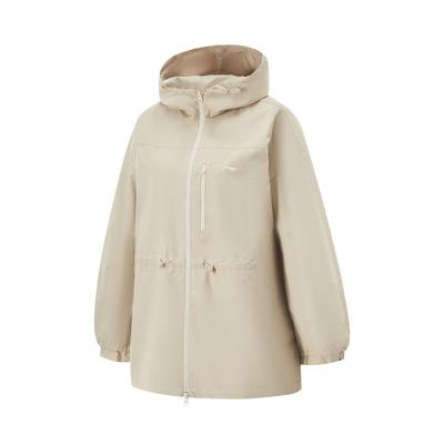 Comfortable Casual Minimalist Hooded Zipper Drop Shoulder Loose Sports Windbreaker Women Outerwear Coastal-Gray AFDV746-2