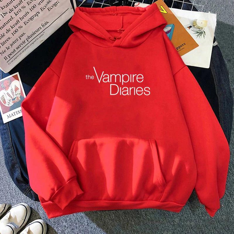 2026 Spring New Vampire Diaries Letter Print Hooded Sweatshirt for Men & Women - Long Sleeve Casual Jacket