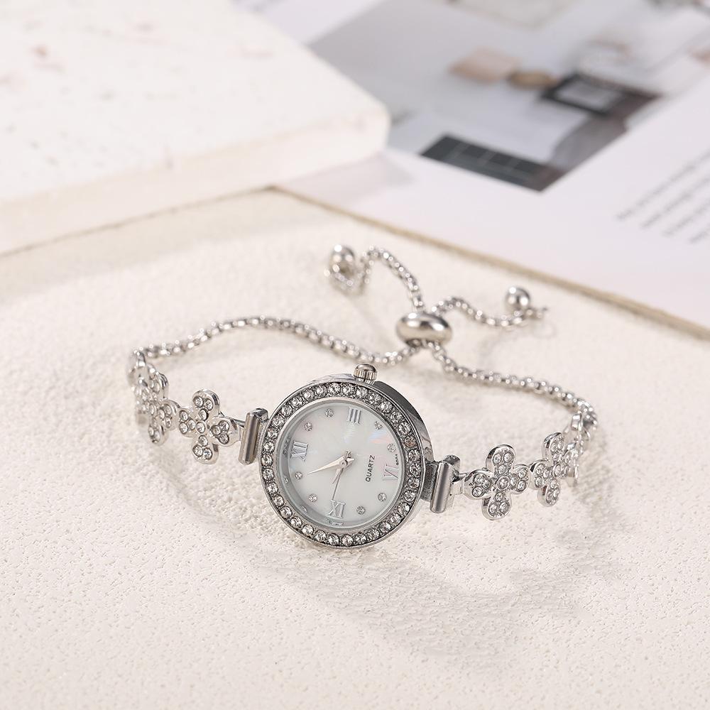 Women's Adjustable Floral Diamond-Set Wrap-Around Watch