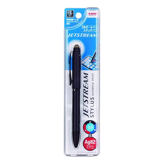 Mitsubishi Pencil 3-Color Ballpoint Pen & Touch Pen Jetstream Stylus, Rotary Mechanism, 0.5mm, Black