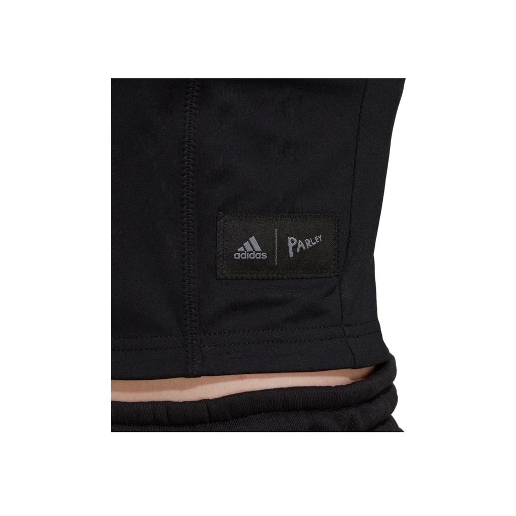 Adidas Solid Color Logo Label Round Neck Adjustable Strap Sports Tank Top Women Tops Black HS9062
