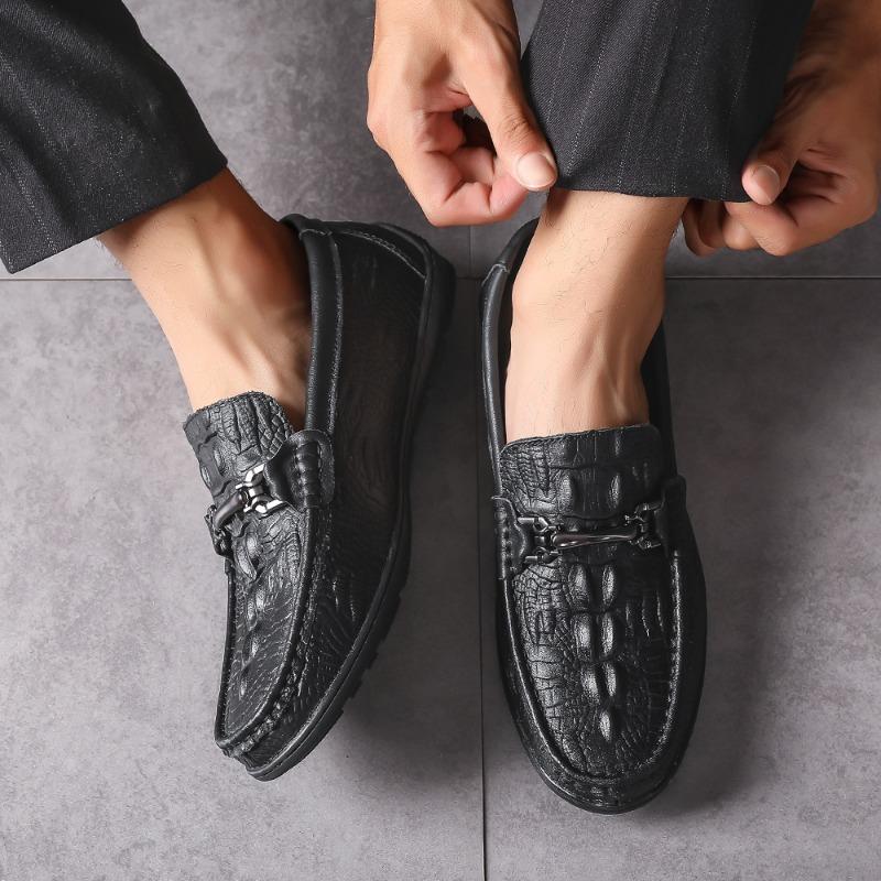 Spring and summer Doudou shoes men's first layer cowhide foot cover new versatile British lazy pattern casual shoes men