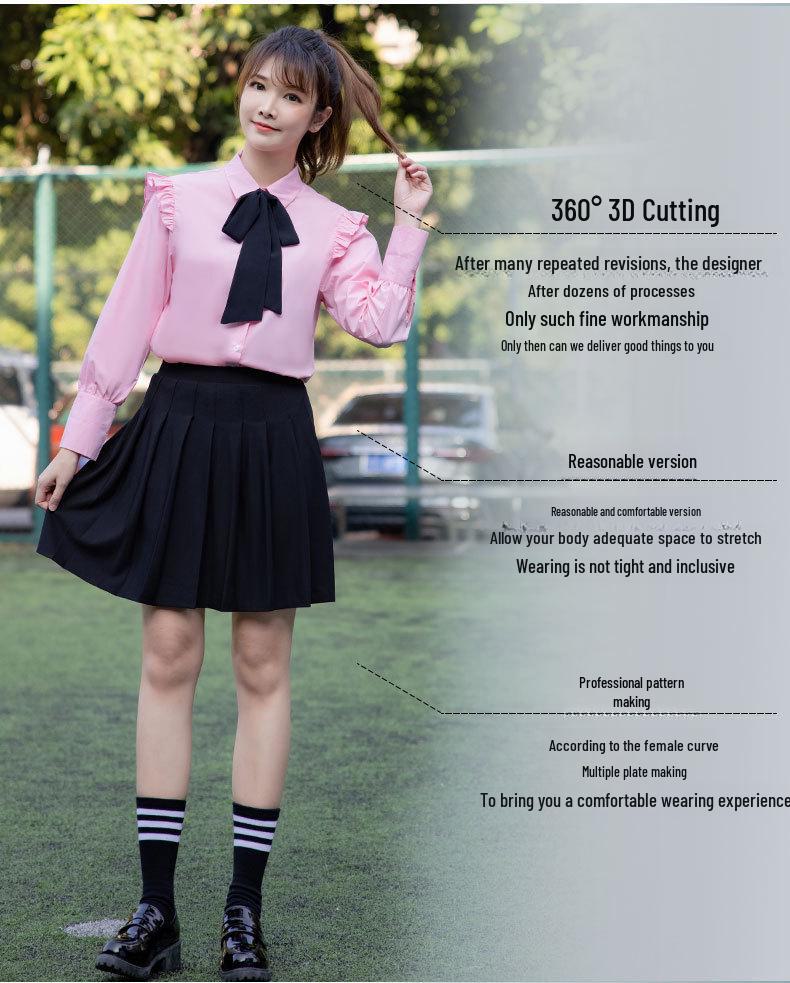 Women's College Style Long-Sleeve Shirt Dress - 2022 Spring Collection