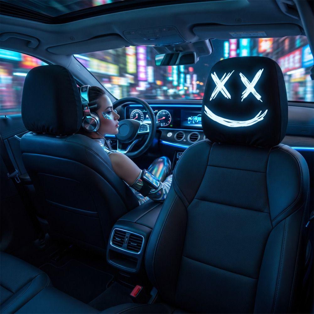 2 Pcs Ghost Car Headrest Covers Halloween Accessories Car Interior Decor Halloween