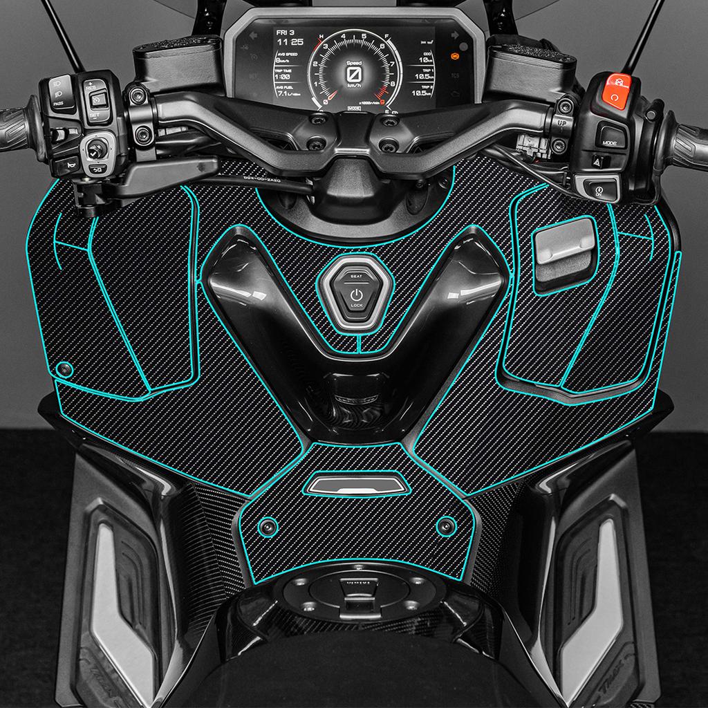 For 2025 Yamaha TMAX560 TechMax 3D Carbon Fiber Tank Decal UV-Resistant Anti-Yellowing High-Adhesion Mod Accessories
