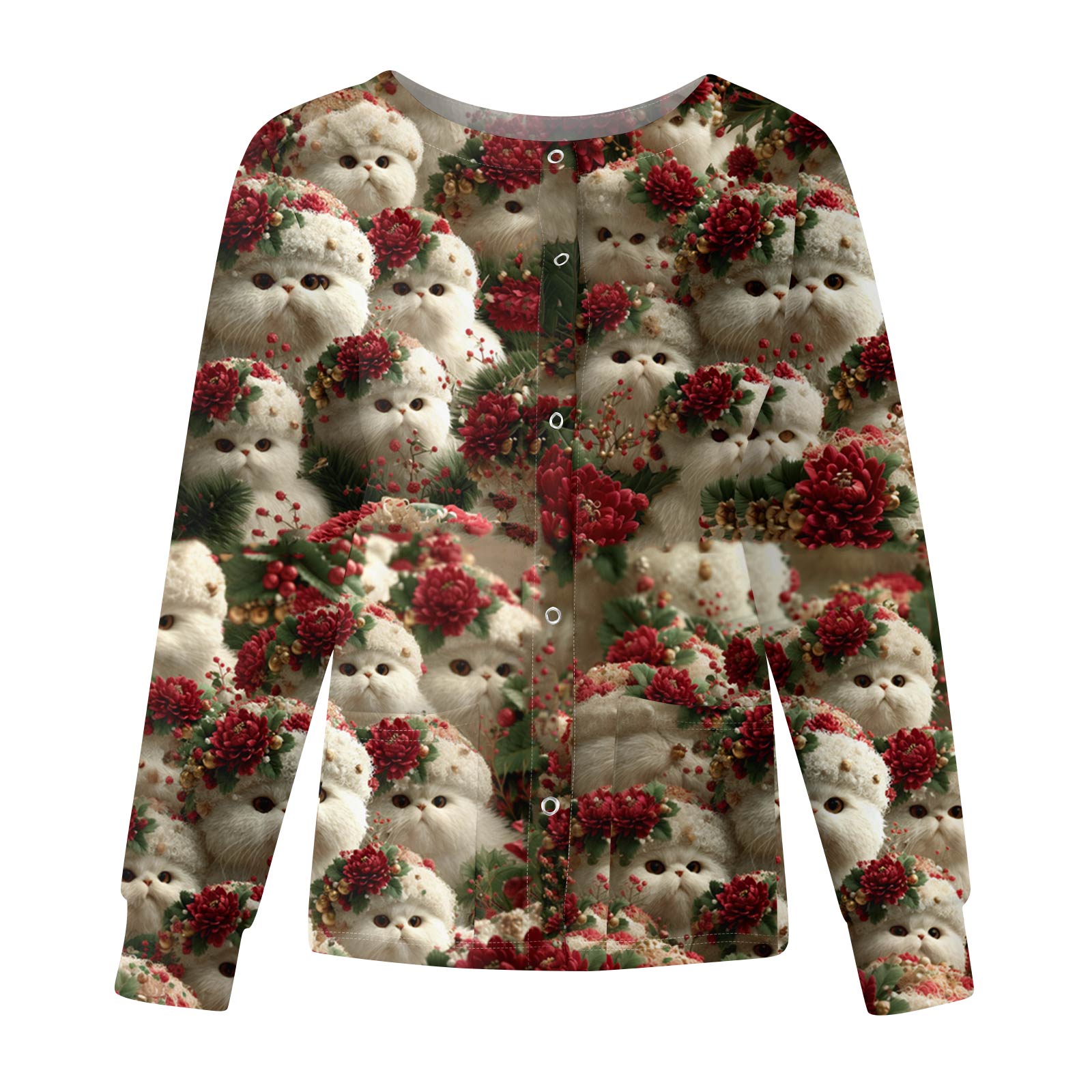 

Женская повседневная модная куртка с длинными рукавами и на одной пуговице с рождественским принтом L