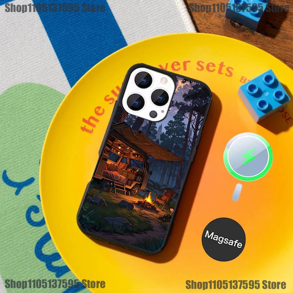Outdoor Campings Phone Case For iPhone 17,16,15,14,13,12,11,Pro,Max,Plus,Mini,SE4,E Magnetic Magsafe Wireless Charging
