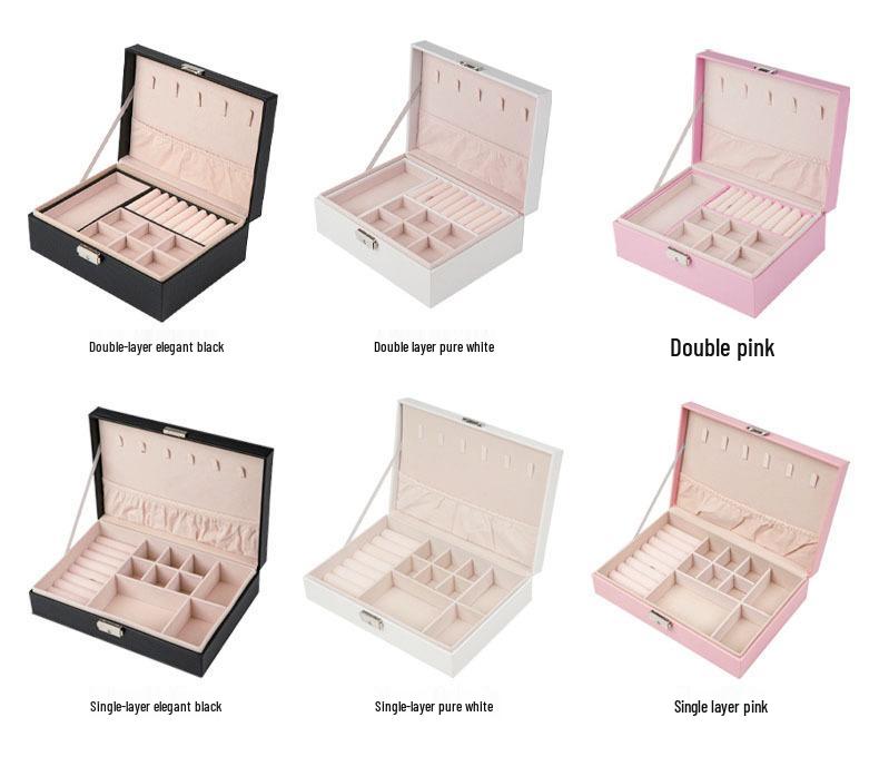 Double-Layer PU Leather Jewelry Box for Earrings, Rings, Necklaces, Bracelets, and Ornaments