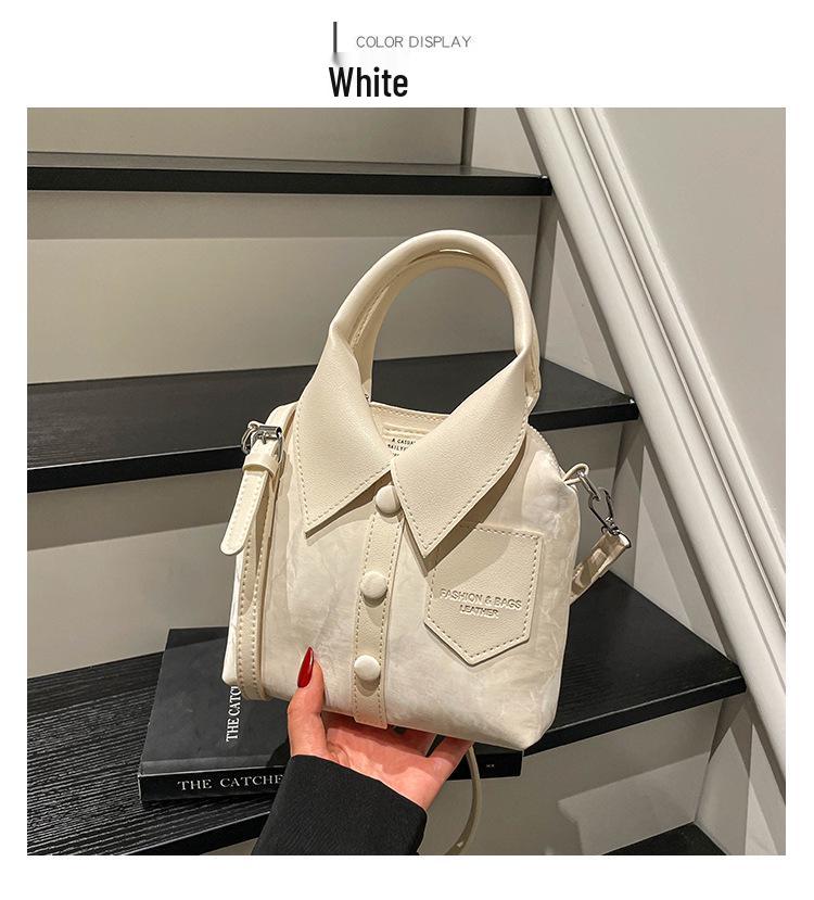 Women's Korean Style Casual Shirt with Solid Color and Single Shoulder Crossbody Handbag – 2025 Fashion Trend