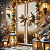 Door Cover Golden Gift Box Bow 71x35 Inch Decorative Holiday Front Door WrapChristmas Party Wedding Birthday Celebration Indoor Qutdoor Decoration