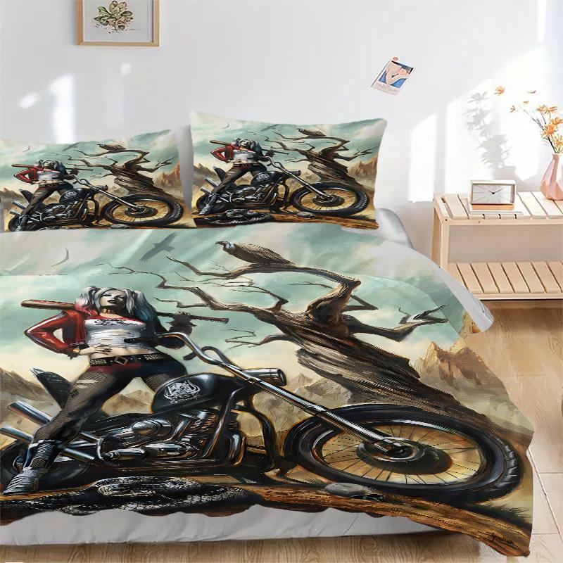 Harley Quinn Motorcycle Ride Print 3Pcs Bedding Setduvet Cover With 2 Bedropillowcase Home Birthday Gift