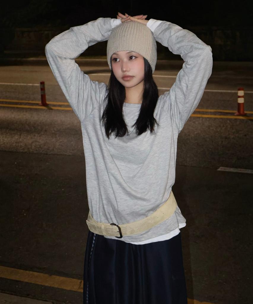 SUPERSUB Slub Color Block Layered Long Sleeve T-Shirt 4 Colors