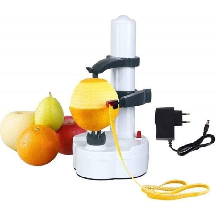 Éplucheur Electrique avec AdaptateurMultifonction Cuisine Automatique Épluche pour Pommes de TerreFruits et Légumes-Blanc