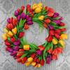 Artificitial Tulip Wreath Decoration 40cm Floral Garl Mother's Day Front Door Hanging Ornament