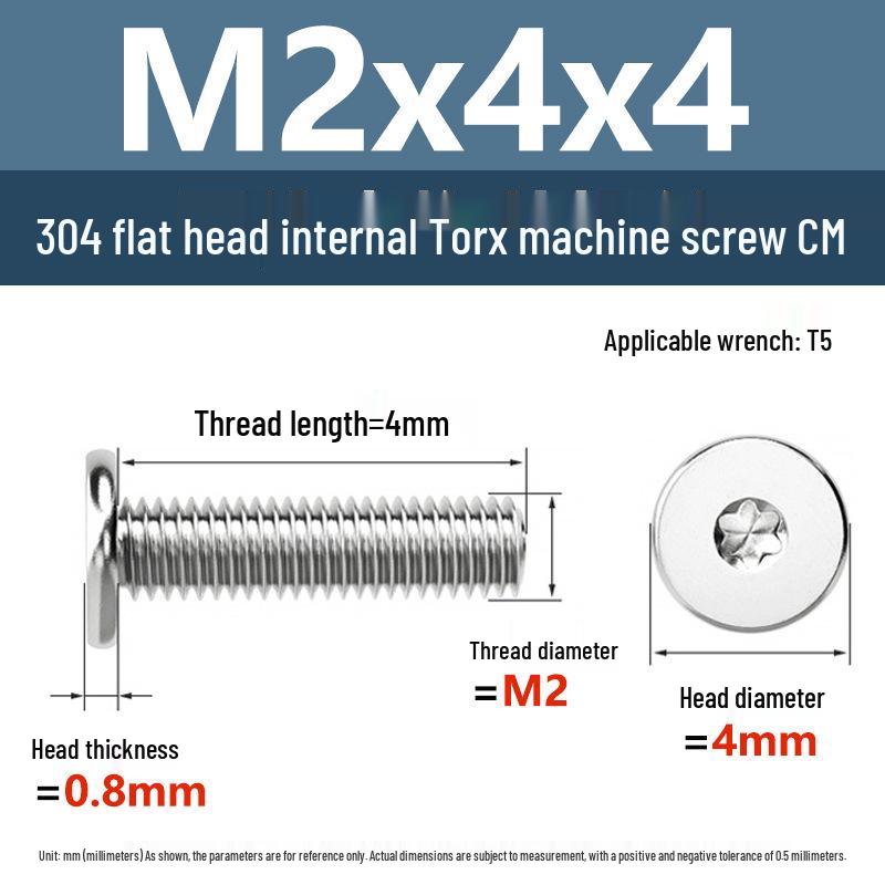 Yigu 304 Stainless Steel Thin Flat Head Torx Screw M2-M8 for Computer Machines