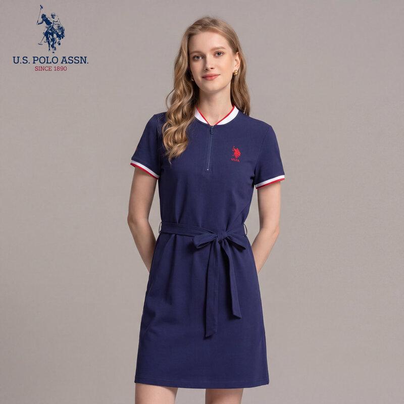 U.S. POLO ASSN. Women's Short Sleeve Polo Midi Dress