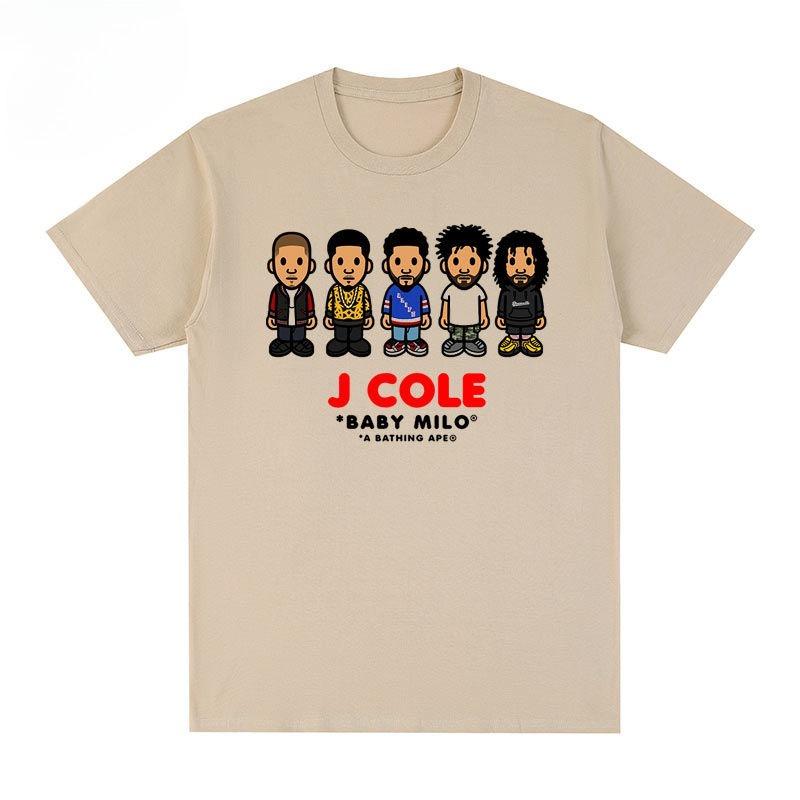 J Cole Short Sleeve T-Shirt Cole Album Cover Vintage European and American Casual 4 Your Eyez Only Male and Female Tee