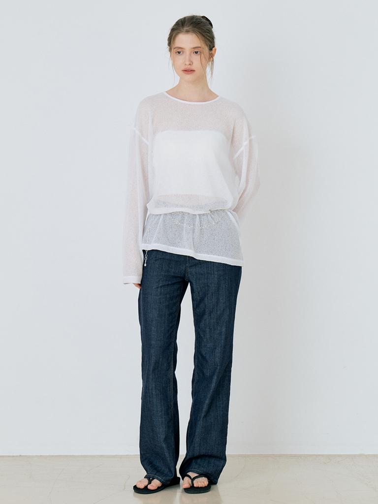 Leusejiem Basic Linen Sheer Knit - White