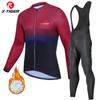 2026Winter Bike Jersey Men's Long Sleeve Thermal FleeceCycling Jersey with Pockets Road Bicycle Shirt