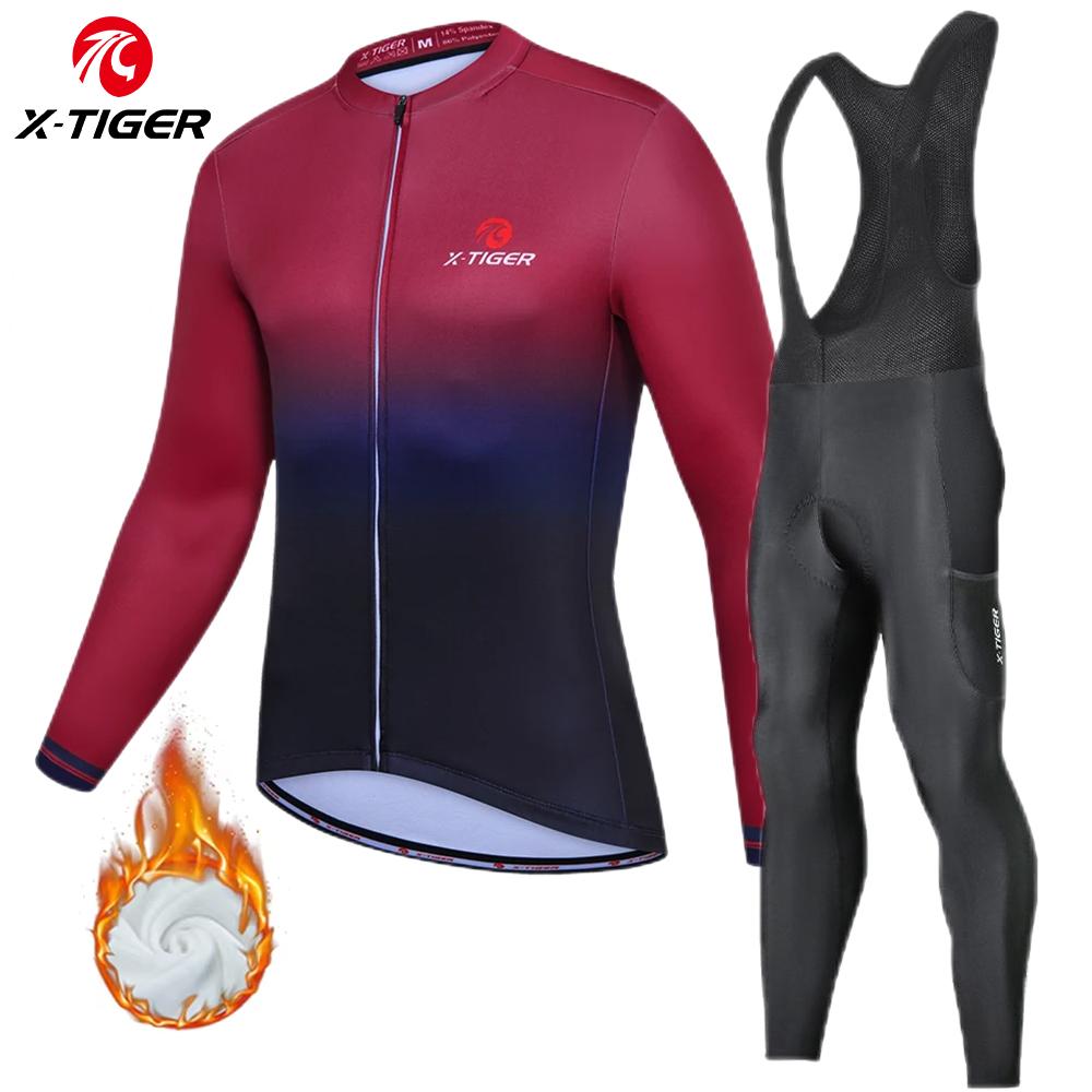 2026Winter Bike Jersey Men's Long Sleeve Thermal FleeceCycling Jersey with Pockets Road Bicycle Shirt