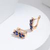 New Blue Natural Zircon Earrings For Women  Rose Gold Leaf Earrings Trendy  Romantic Vintage Wedding Jewelry