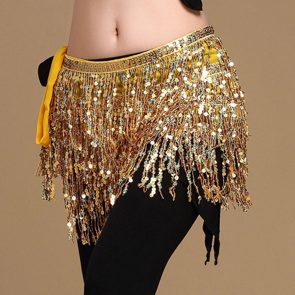 Women Belly Dance Clothing Accessories Tassel Belts Glitter Flap Hip Scarf Sequins Belt