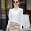Spring Autumn Women Solid Basic Bottoming T-shirt Female Clothing Fashion Casual Modal Knitted V-Neck Versatile Long Sleeve Top