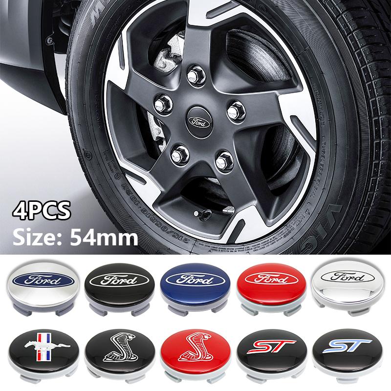 AJH1 4Pcs 54mm 3D ABS Wheel Center Hub Caps Replacement For Ford Focus MK2 Fiesta Mondeo Mustang Explorer Ranger Rim Tuning Accessory
