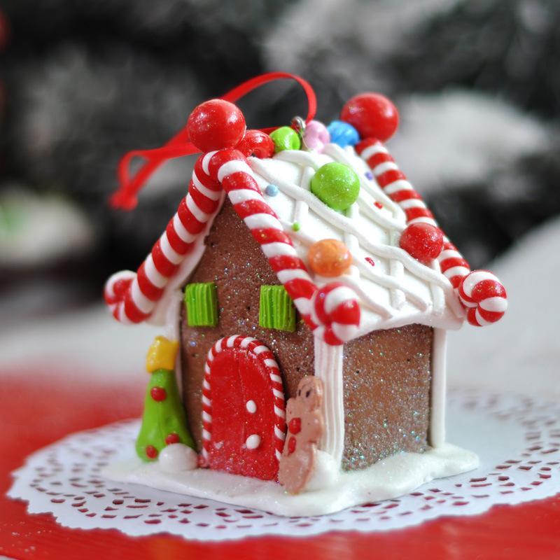 1Pc House Ornaments Holiday Christmas Tree Ornament Gingerbread Christmas Decor With Rope Gingerbread House Decor