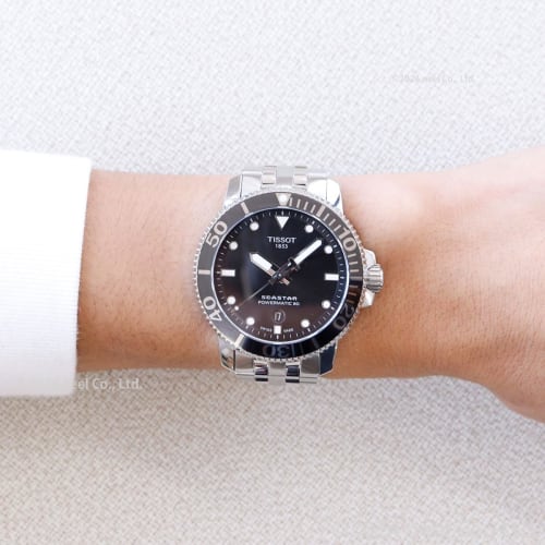Tissot Men's Seastar 1000 Automatic Watch, Black Dial, Bracelet, T1204071105100, Officially Imported