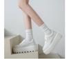 Little White Shoe Women 2025 New Soft Leather Muffin Thick Sole Black and White Panda Women's Shoes Versatile Height Increase Sports and Leisure