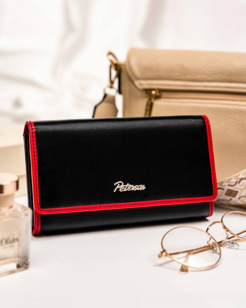 Spacious women's leather wallet with snap and zipper - Peterson