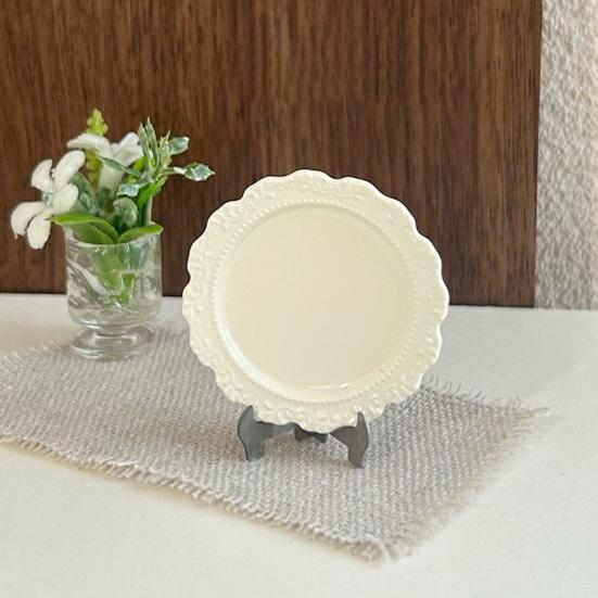 3 Pcs 1/6 1/12 Scale Miniature Dish Plates Alloy Dollhouse Kitchen Accessories Vintage Tiny Tableware for DIY Crafts Pretend Play