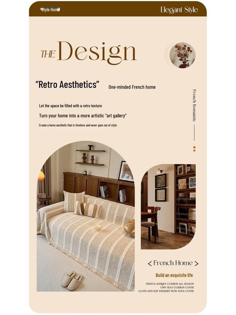 Mid-Century Minimalist Chenille Sofa Cover with Herringbone Pattern - Non-Slip, Universal Fit for Four Seasons