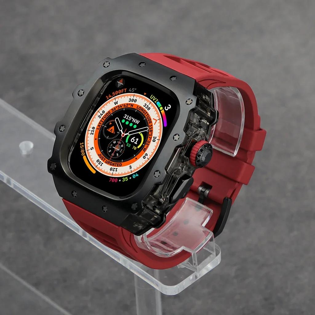 Klasická luxusná modifikačná súprava pre Apple Watch Ultra 2 49mm Puzdro z nehrdzavejúcej ocele Pre IWatch 9 8 7 6 45mm 44mm Krištáľové tlačidlo Športový remienok