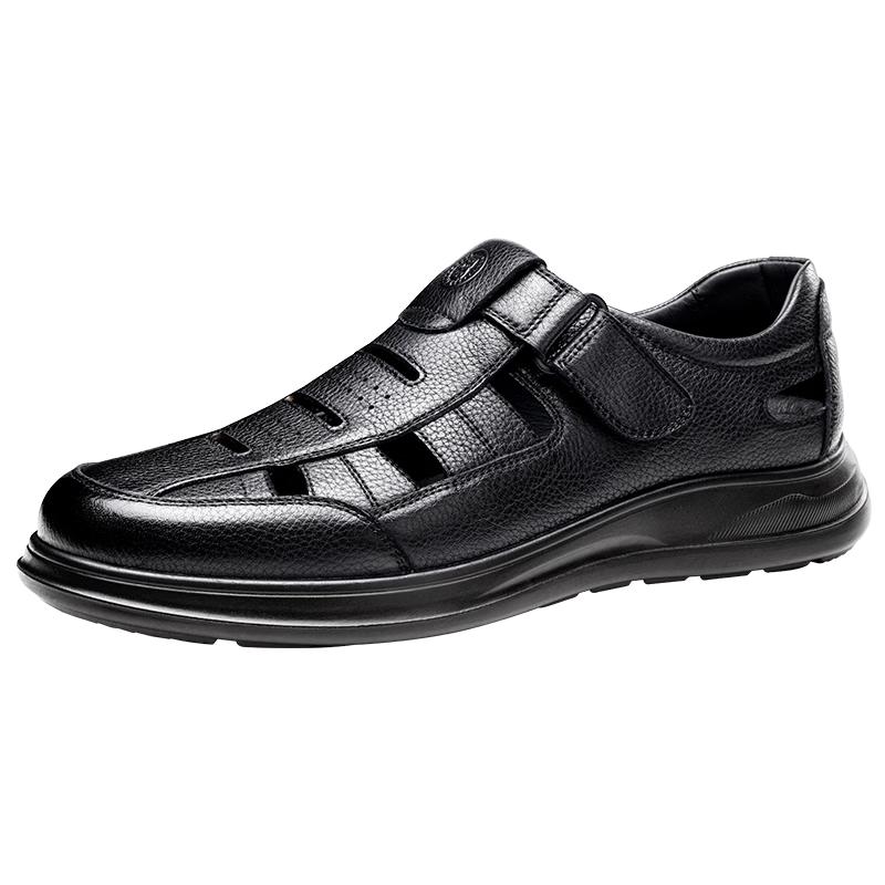 LAORENTOU Men s LL177 Genuine Leather Closed-Toe Sandals 40