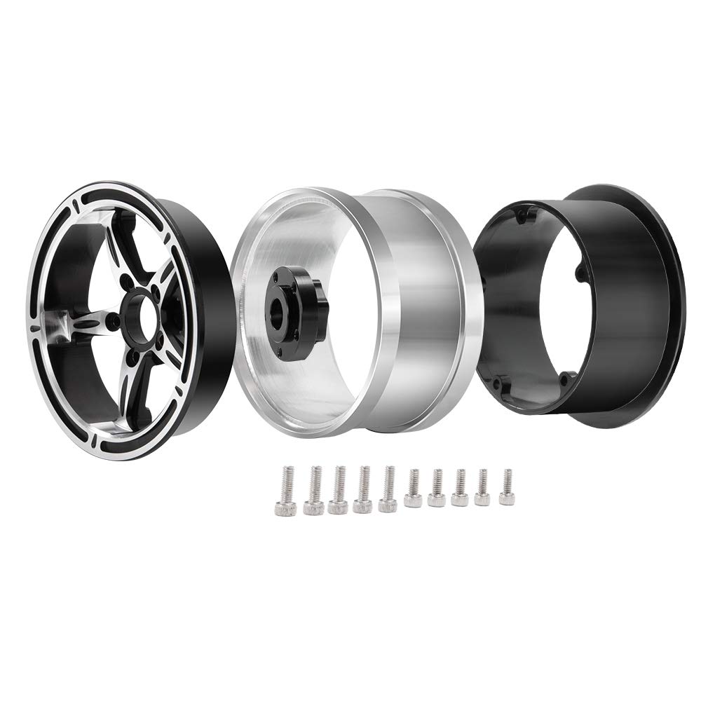 Inch Internal Beadlock Ring Wheel Tire Inner Internal Beadlock Wheels Hub RC Car Wraith 90018 RC Crawler 23 Silver and 2.2 No. (4 Pieces, Black)