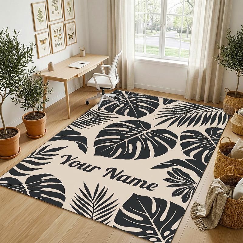 Tree Life Theme Soft Crystal Velvet Rug Custom Name & Text Print Non Slip Floor Rug for Bedroom Living Room