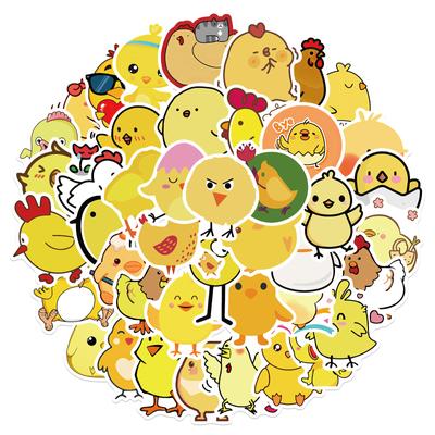 50 Cartoon Cute Little Yellow Chicken Stickers Personalized Decorative Suitcase Notebook Waterproof and Removable Without Repeating Stickers