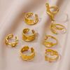 Hexagon Star Stainless Steel Rings for Women Gold Color Finger Rings Female Vintage Party Waterproof Jewelry Accessories Gift