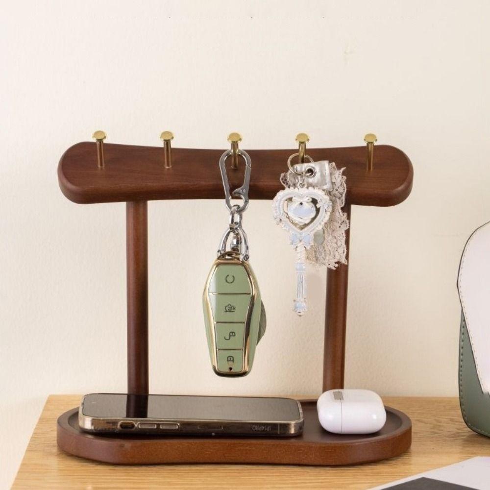 Wooden Key Storage Rack Eco-Friendly Space Saving Jewelry Display Rack Decorative Large Capacity Key Holder Box Hallway