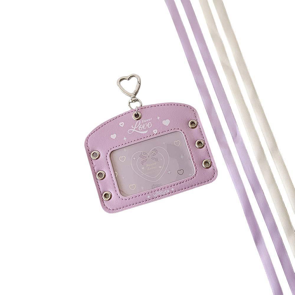 DIY Ballet Ribbon Korean Photocard Holder PU Card Cover Idol Card Display Protector  Girls Gift