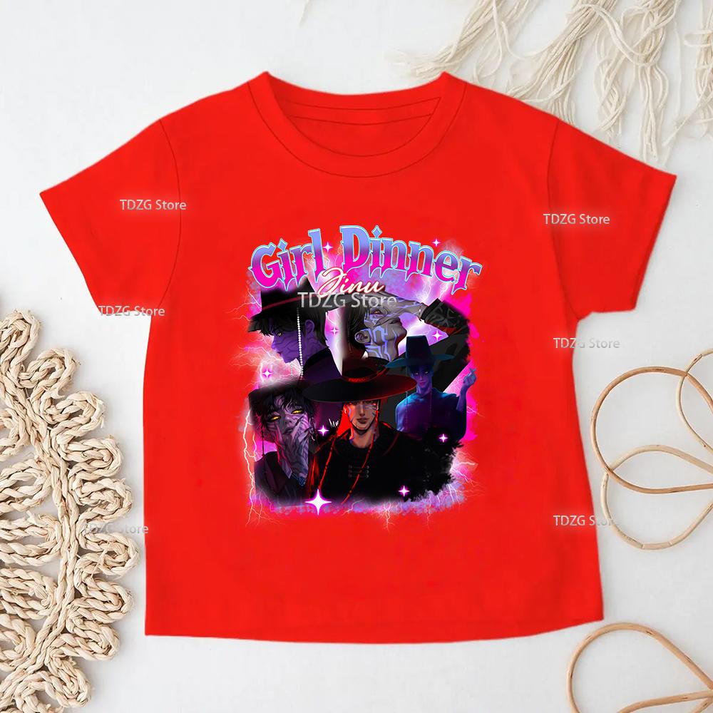 Summer KPop Devil Hunter Print Fashion Casual Children T-shirt Tee Top Movie O-neck Cartoon Saja Boys Girl Casual Kid Clothing