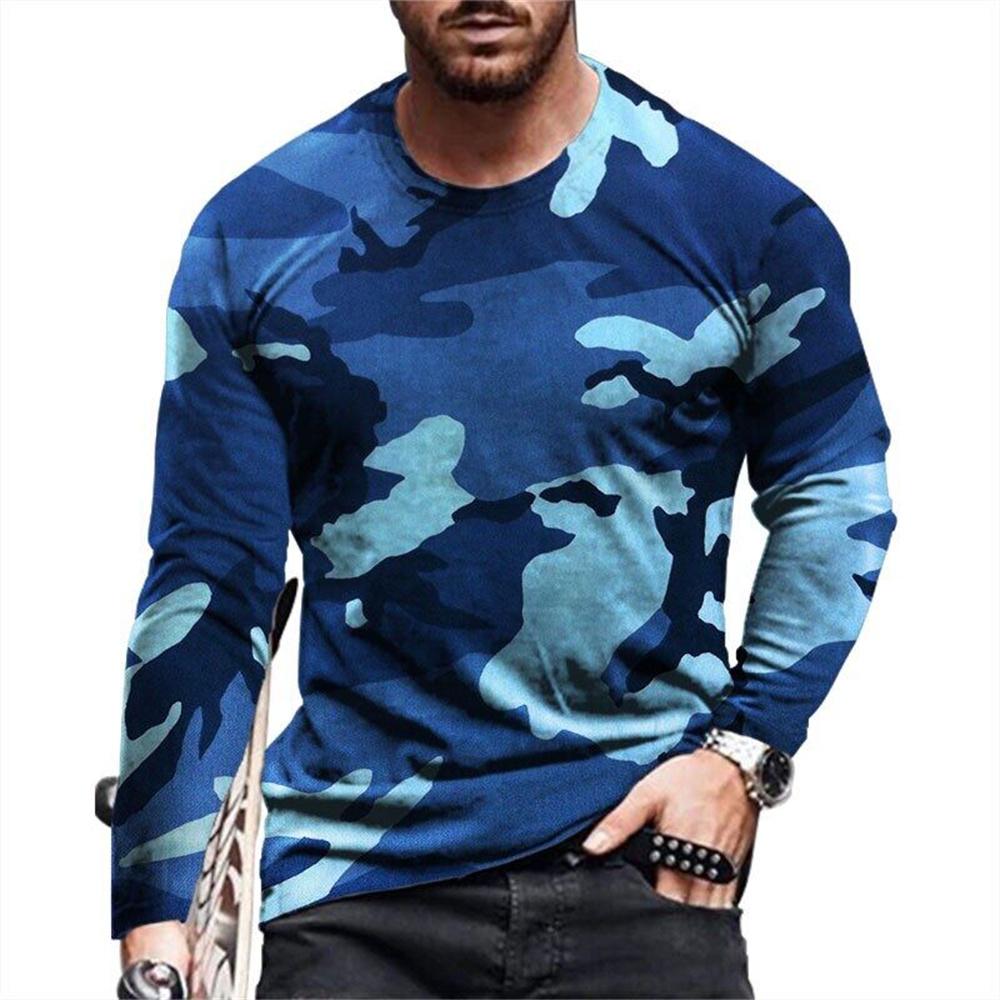 T-Shirts for Men Military Camouflage 3D Print Fashion Sport O-Neck Graphic T Shirts Tops Outdoor Running Long Sleeve Clothing