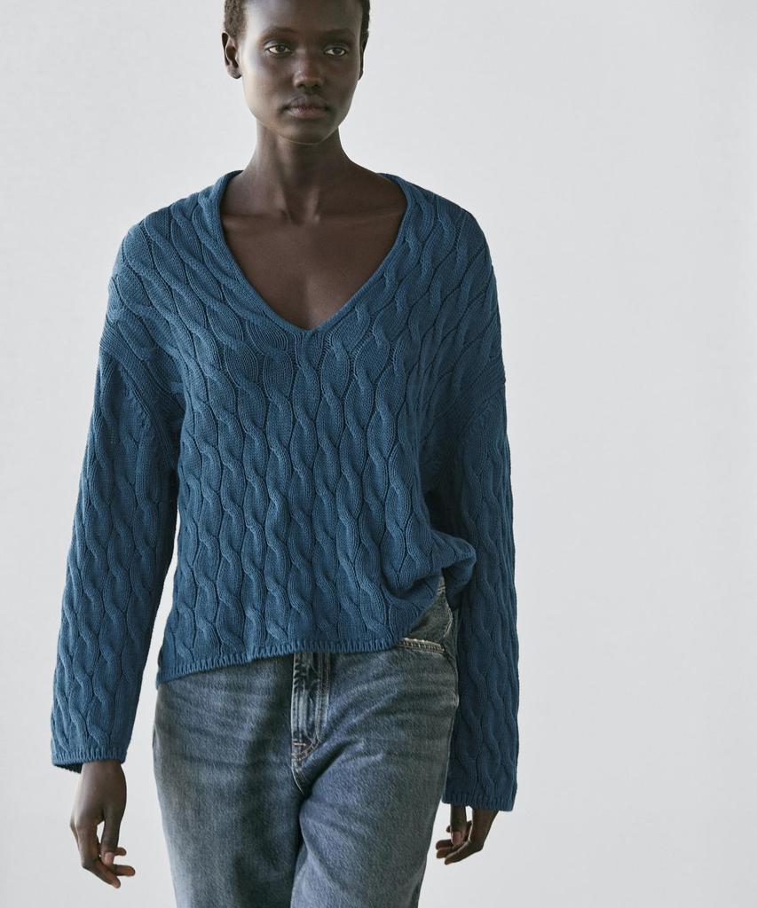 Masimodutti Note Detail Cotton Blend Knit Sweater