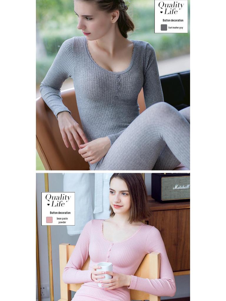 Γυναικείο Βαμβακερό Σετ Αδυνατίσματος: Ριγέ Φθινοπωρινό Παντελόνι & Ζεστό Σουέτερ Εσώρουχο Σώματος