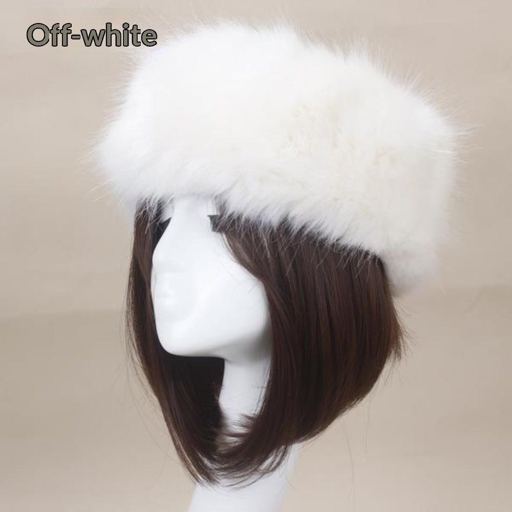 Women's Hat Faux Fox Fur Headband Hat Autumn and Winter Warm Headband Hat Plush Open Top Hat