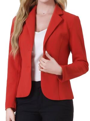 Allegra K Damen Anzug Blazer, Stretch, Rot, Größe L, für Business, Pendeln und Bürogebrauch