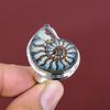 Ammonite Doublet Opal Ring Handmade Ring Genuine Gemstone Jewelry 925 Sterling Silver Ring Adjustable Ring Wedding Gifts Statement Ring